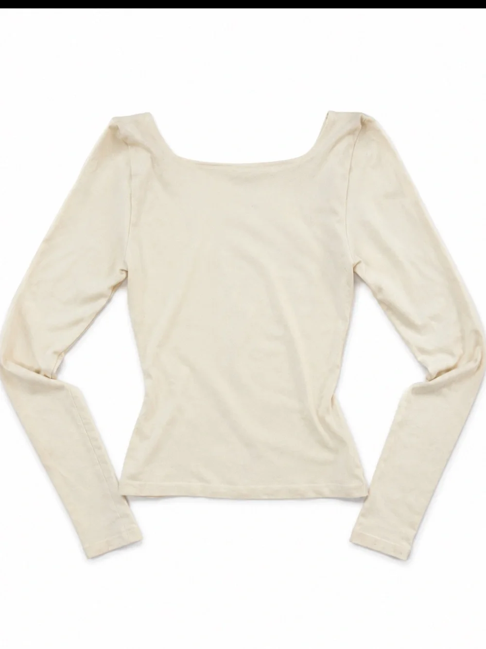 Free People Intimately Clean Lines Ivory/Cream Square-Neck Long Sleeve Top S